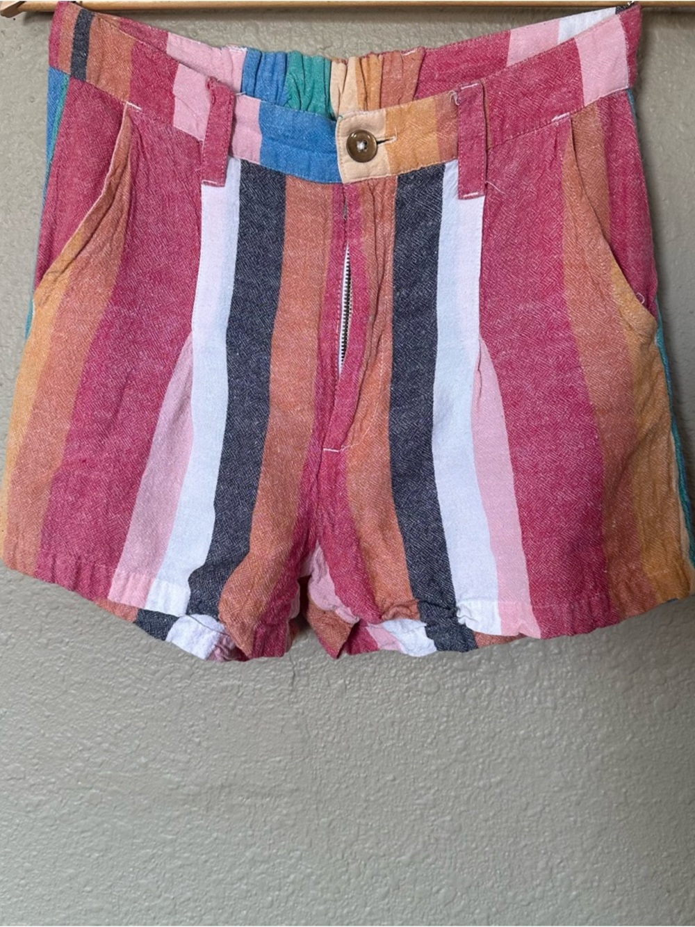 Billabong Multicolor Vertical Stripe High-Waist Shorts